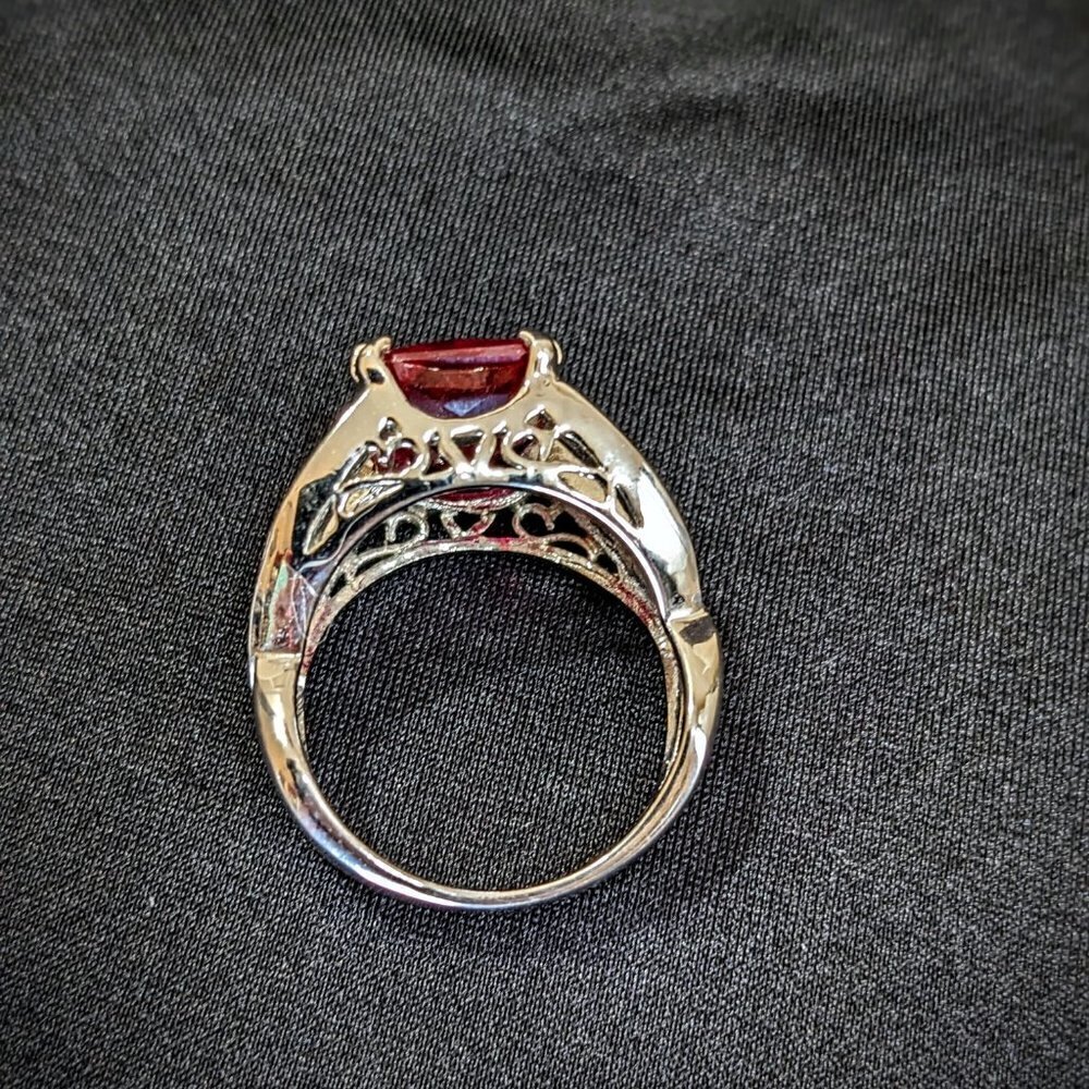 Ruby W Diamonds Silver Cocktail Ring - image 2
